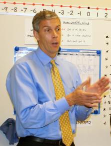 Arne Duncan on a visit to a school in Berkeley, Calif.