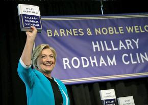 Hillary Clinton greets supporters during the launch of her new book in New York